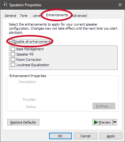 Check the box next to Disable all sound effects.
Click Apply and OK to save the changes.