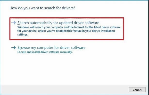 Choose "Search automatically for updated driver software".
Follow the on-screen instructions to complete the driver update process.
