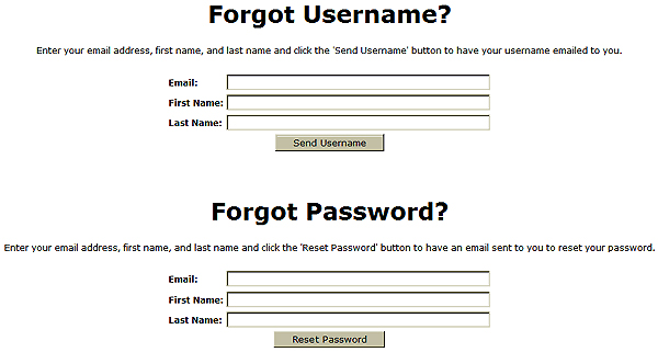 Click on "Forgot password" on the login page.
Enter your username or email address.
