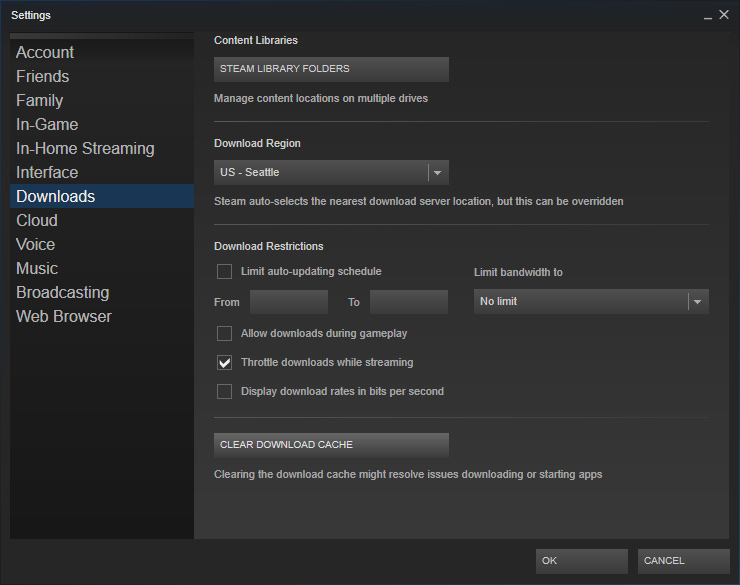 Click on the Clear Download Cache button and confirm.
Restart Steam and try launching Remote Play.