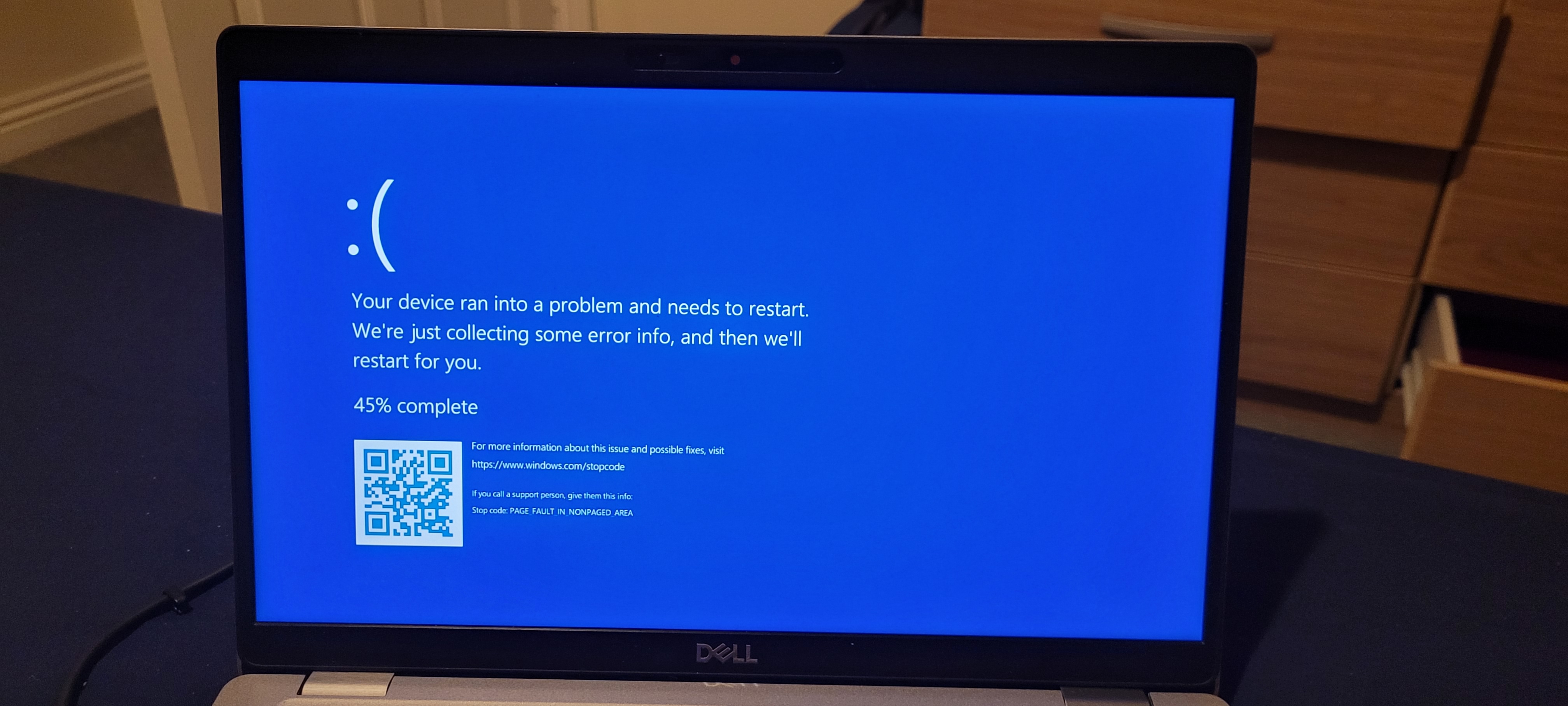 Dell error message on computer screen