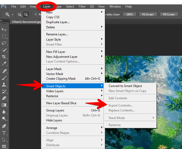 Embedding the smart object will make it directly editable within the current document.
To embed the smart object: