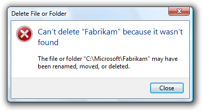 Error message on Windows operating system