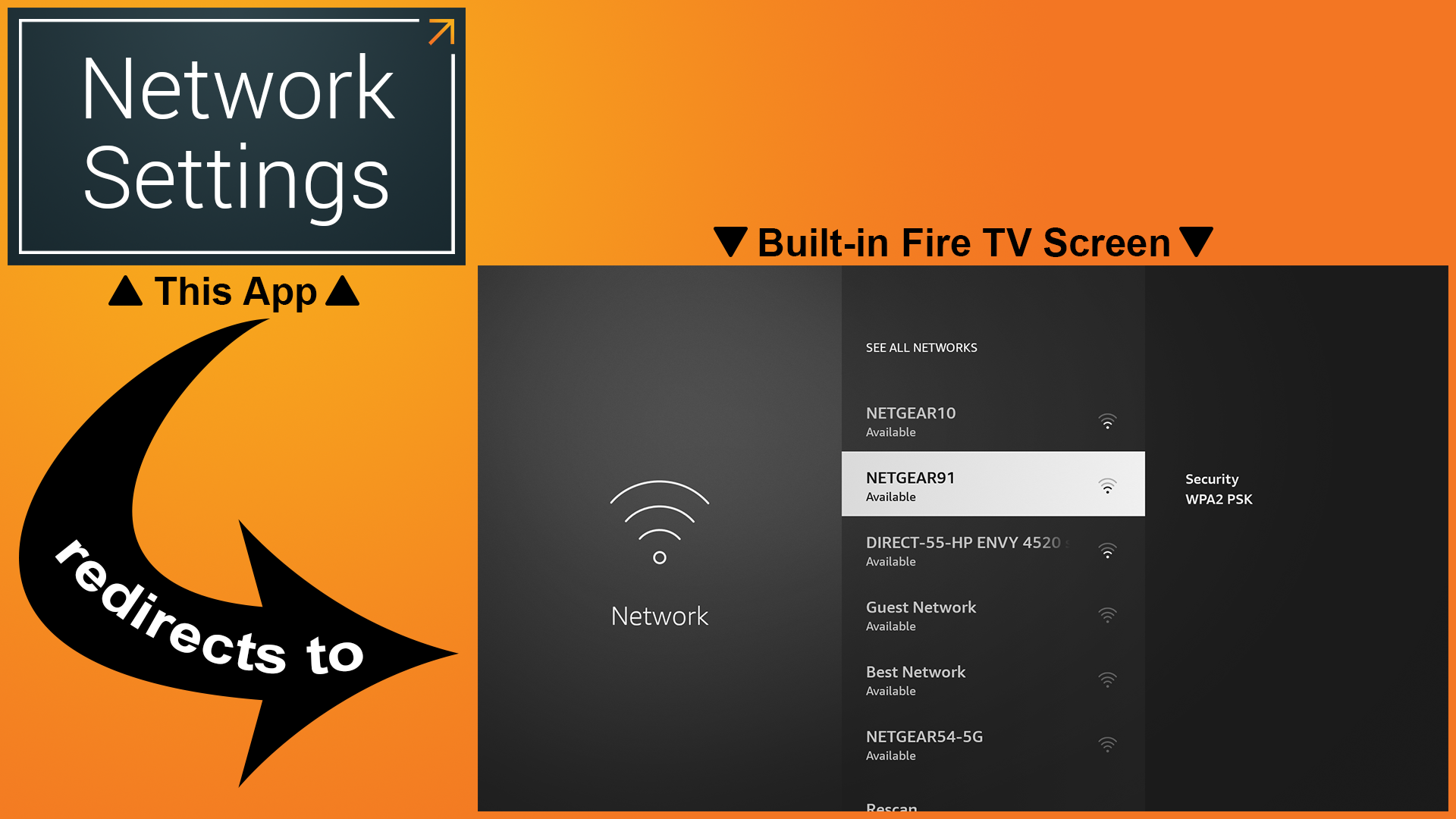 Network settings screen