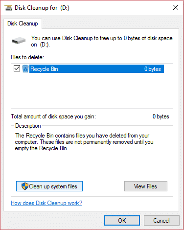 Open Computer and right-click on the system partition. 
 Select Properties and click on the Disk Cleanup option.