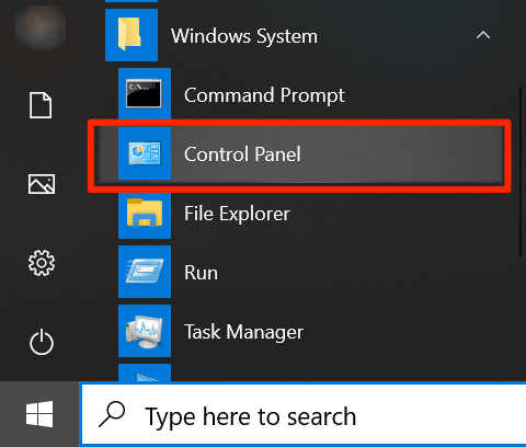 Open the Start menu and search for "Control Panel"
Click on "Control Panel" to open it
