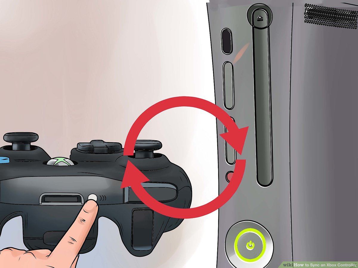 Press the small sync button on the controller until the Xbox button starts flashing.
Press the sync button on the Xbox console within 20 seconds.