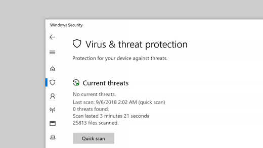 Select Windows Security from the search results
Click on Virus & threat protection