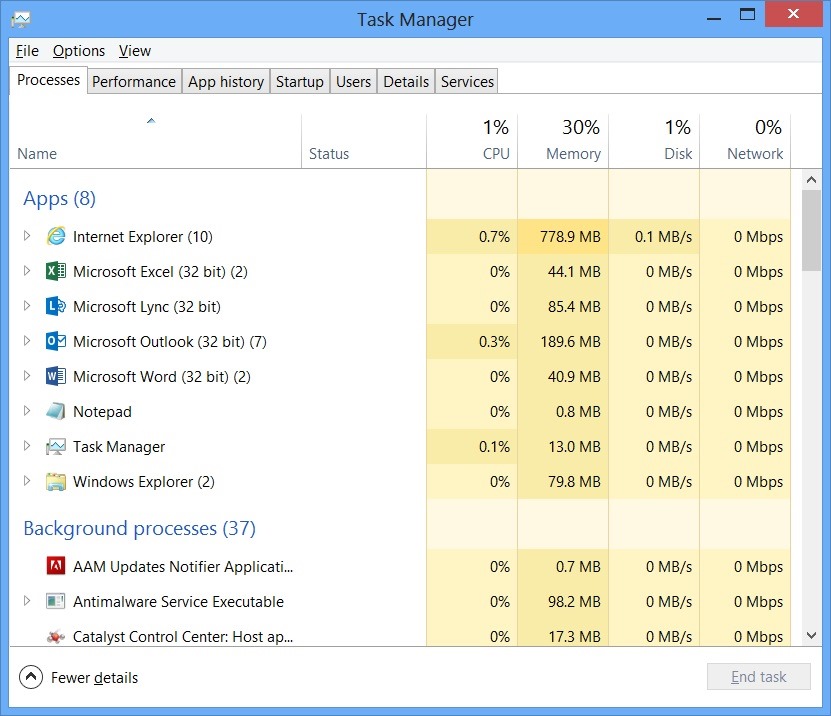 Task Manager showing background processes.