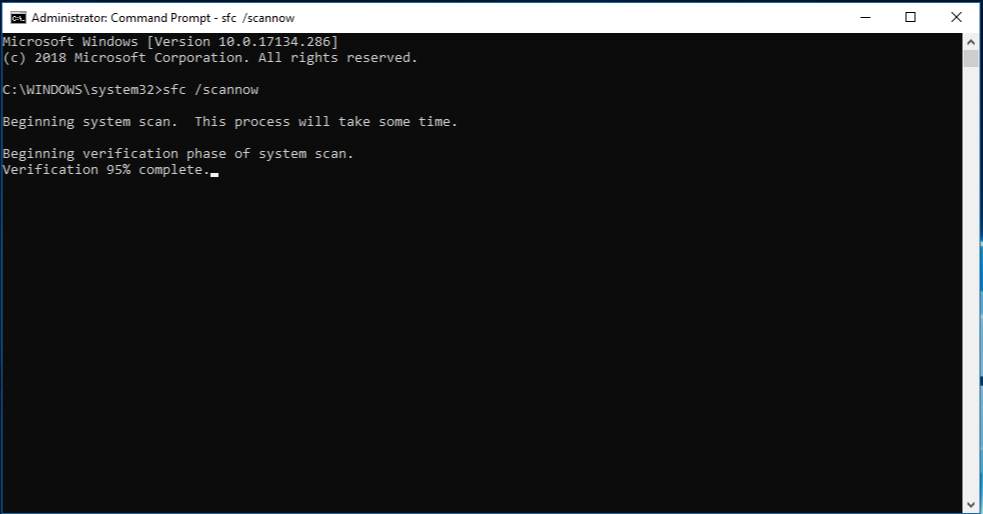 Type sfc /scannow into the command prompt
Press Enter