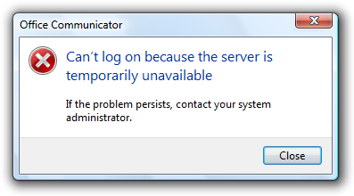 Windows Server error message